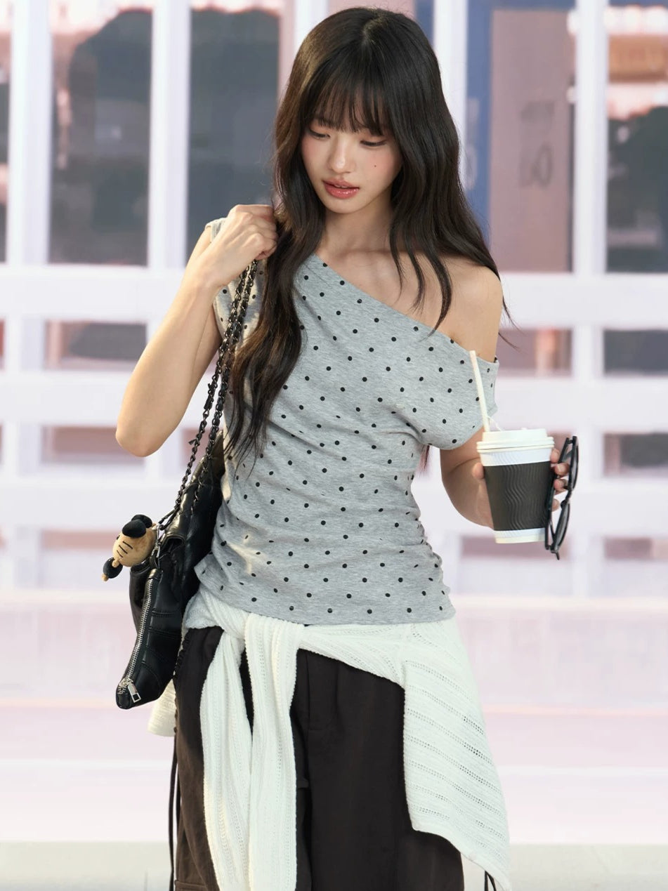 Asymmetric Polka Dot Top