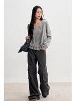 High Waist Cotton Cargo Pants