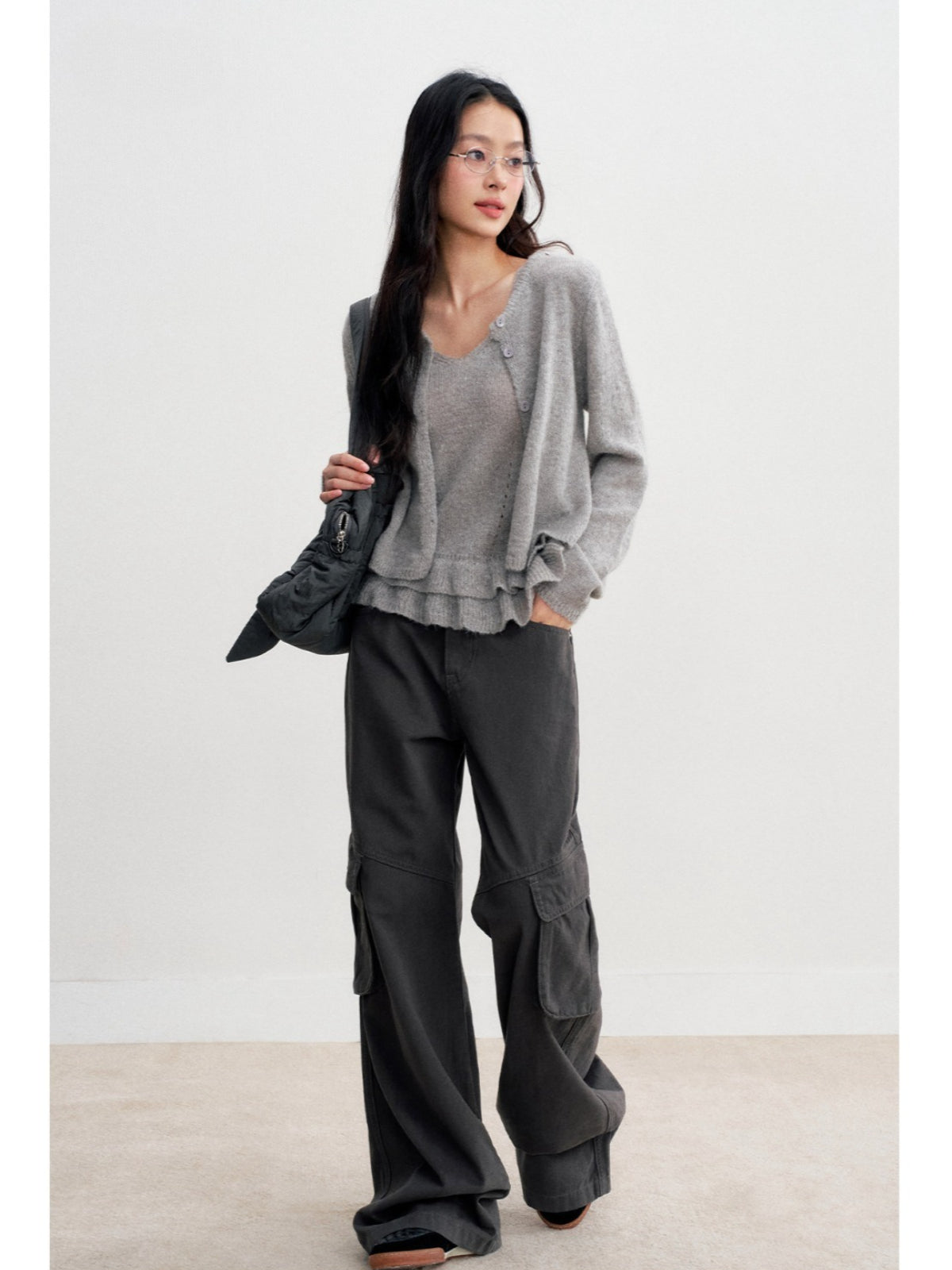 High Waist Cotton Cargo Pants