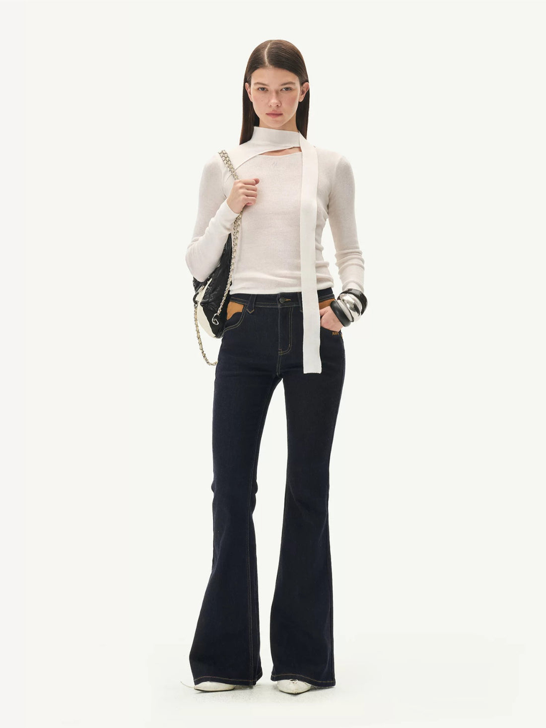 Vintage Raw Denim Slim Flare Jeans