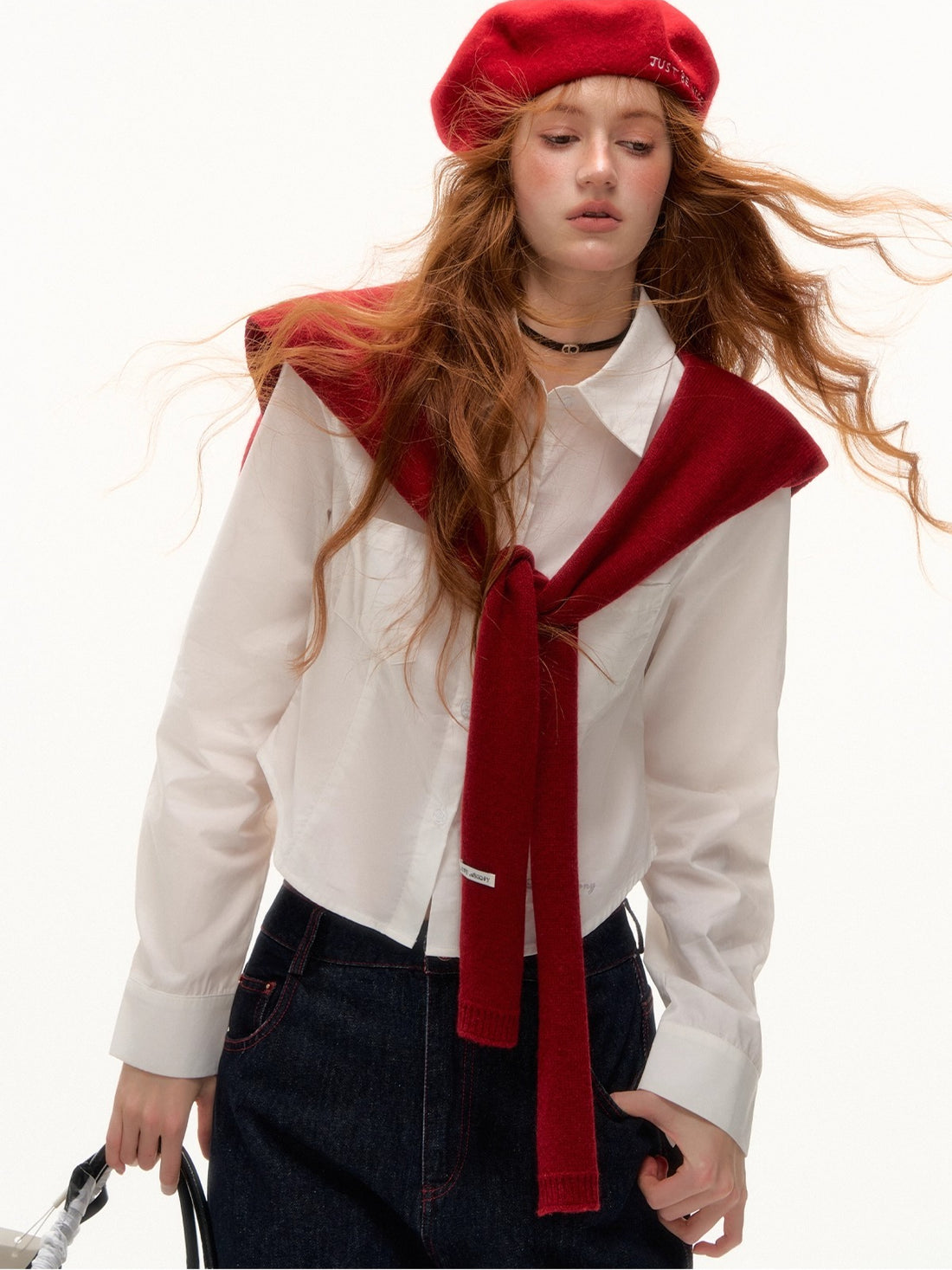 Solid Knit Tie-Front Shoulder Shawl