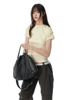 Minimalist Ruched Back Zip T-Shirt