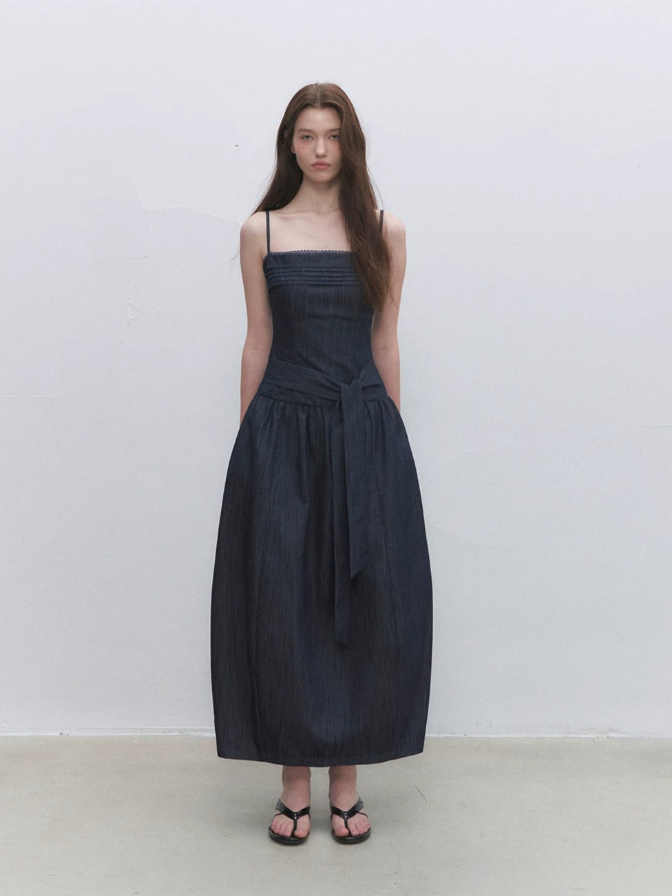 Pleated Tie Cami Dress