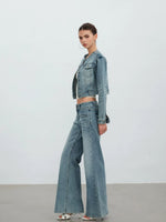 Cropped Washed Denim Jacket