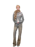 Fair Isle Cat Crewneck Cardigan