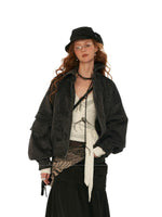 Textured Faux Fur Collar Jacket