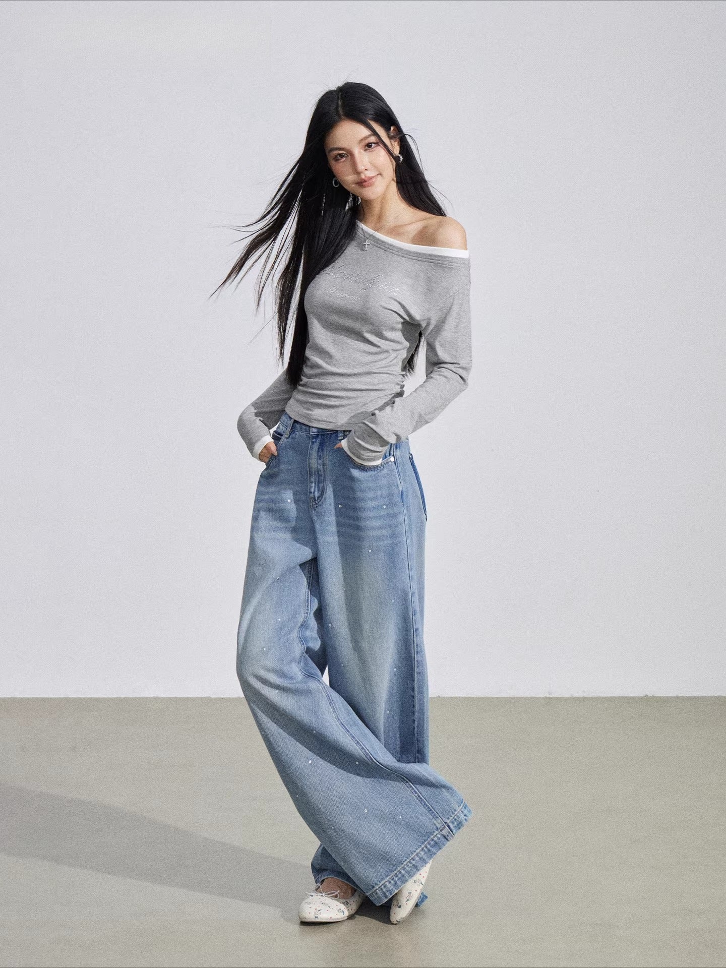 Asymmetric Rhinestone Tee