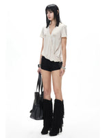 Low Waist Textured Shorts
