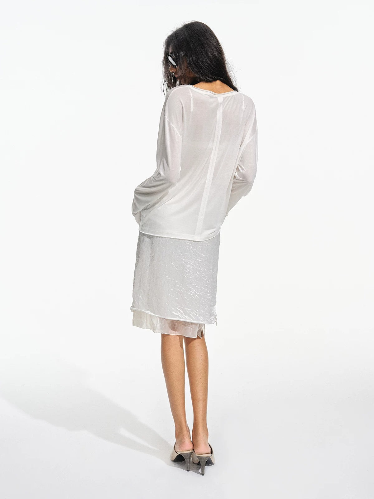 Silk Lyocell V Neck Tee