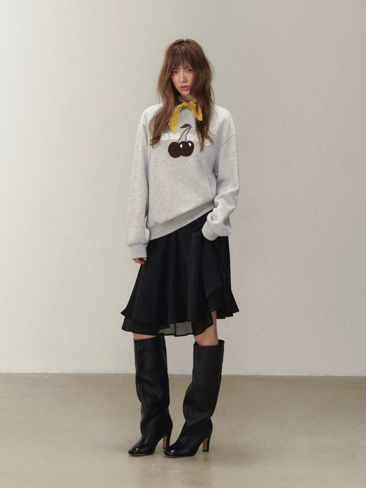 Relaxed Cherry Letter Hoodie