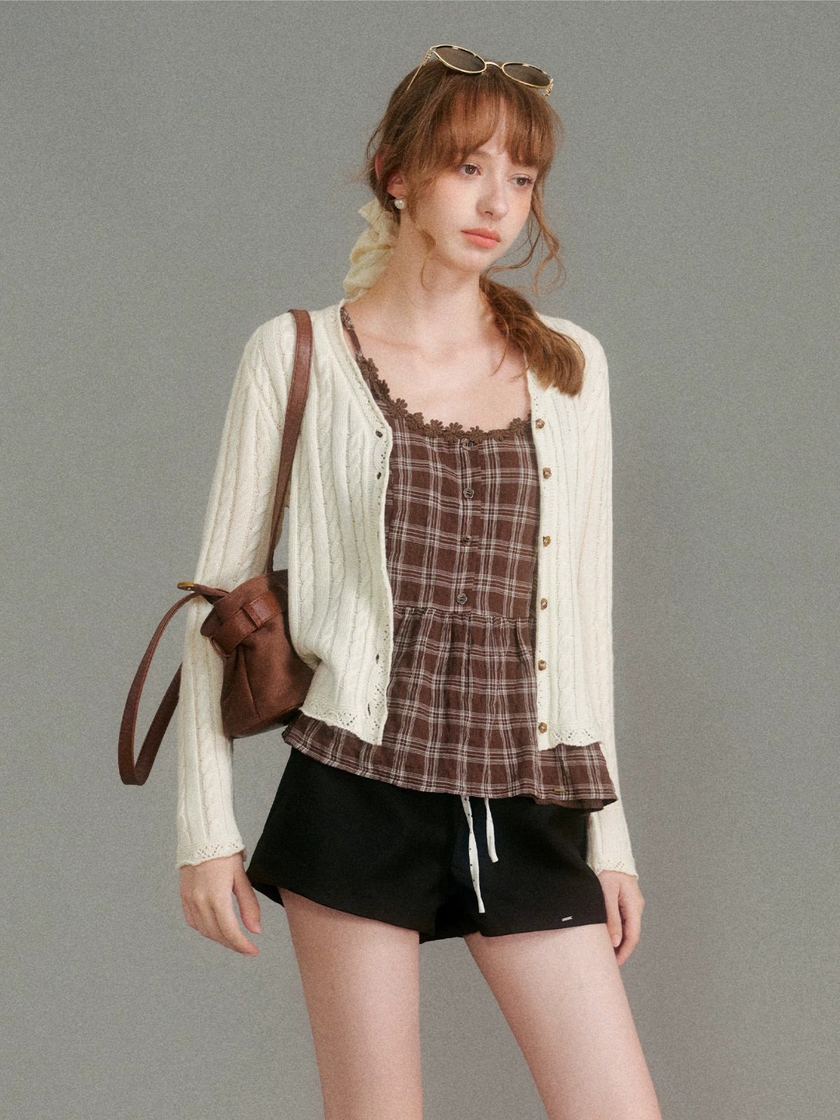Plaid Lace Cami Top