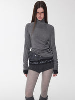 Rhinestone High Neck Raglan Knit Top
