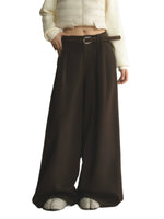Vintage Belted Pleated Wide-Leg Pants