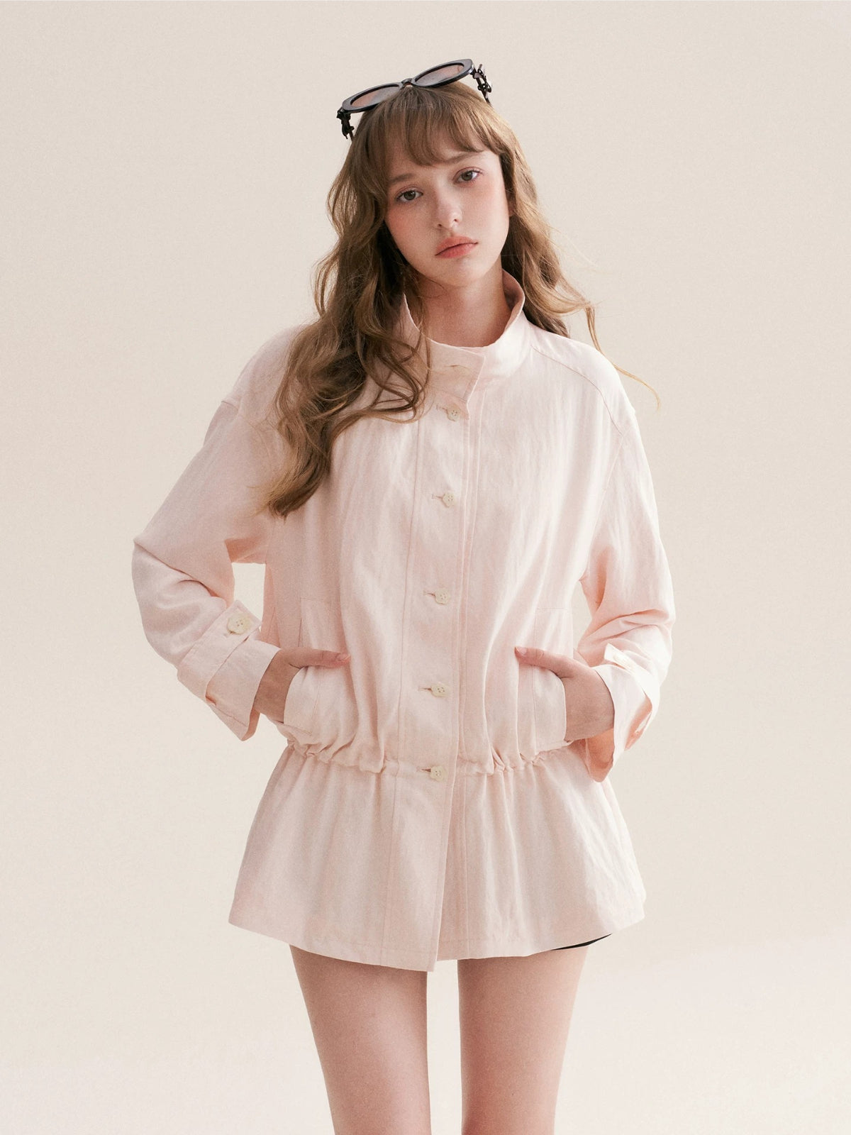 Drawstring Windbreaker Coat