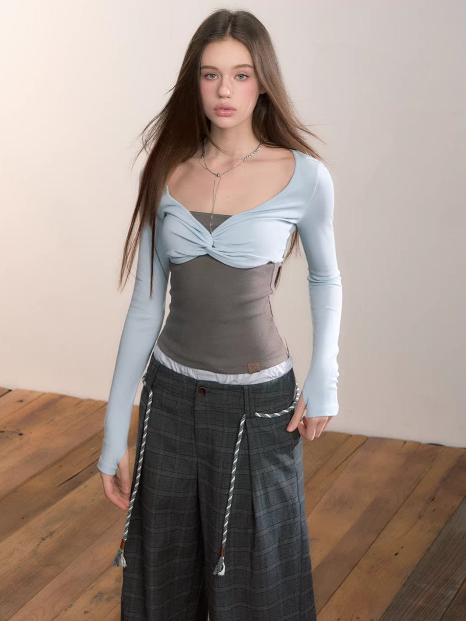 Bandeau Faux Two-Piece Top