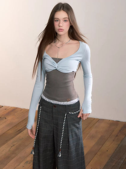 Bandeau Faux Two-Piece Top