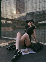 Black Quilted Casual Sneakers