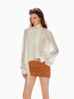 French Stand Collar Tencel Blouse