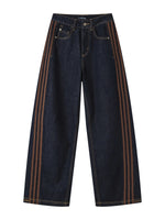 Ribbon Trim Curved Jeans