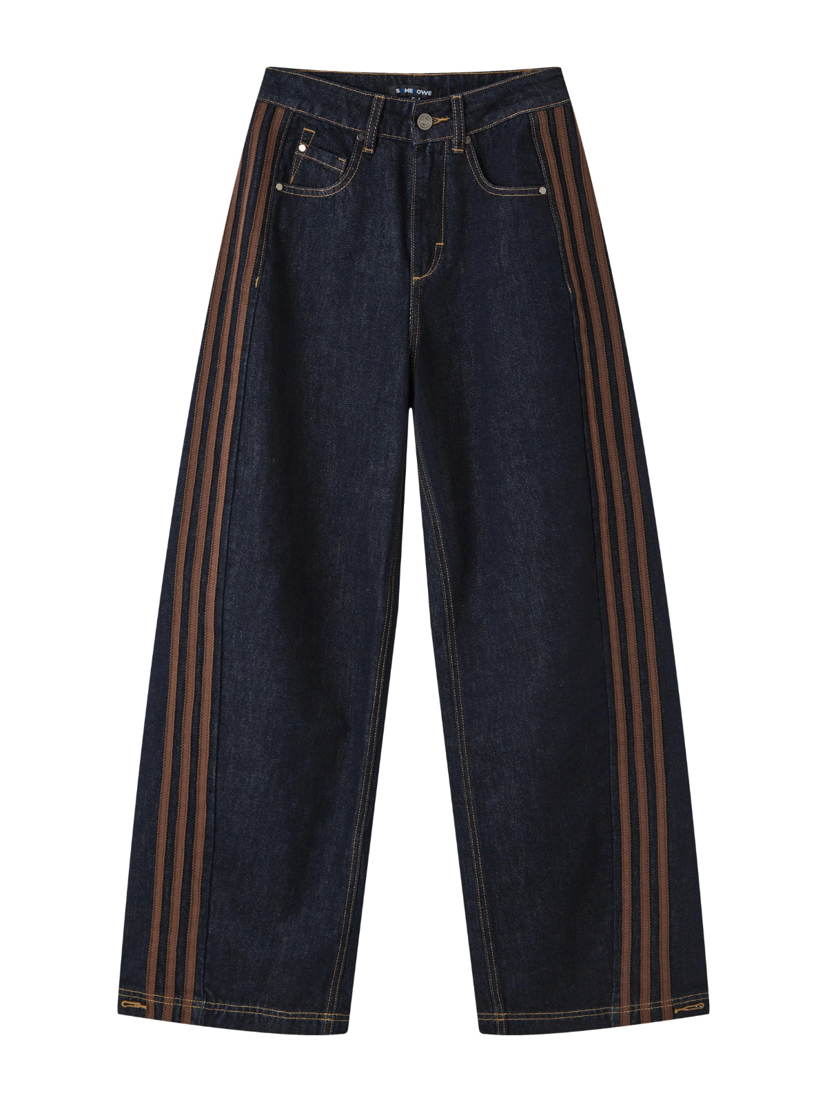 Ribbon Trim Curved Jeans