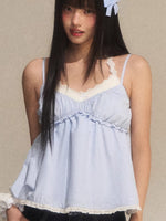 Lace Contrast Halter 2-piece Set