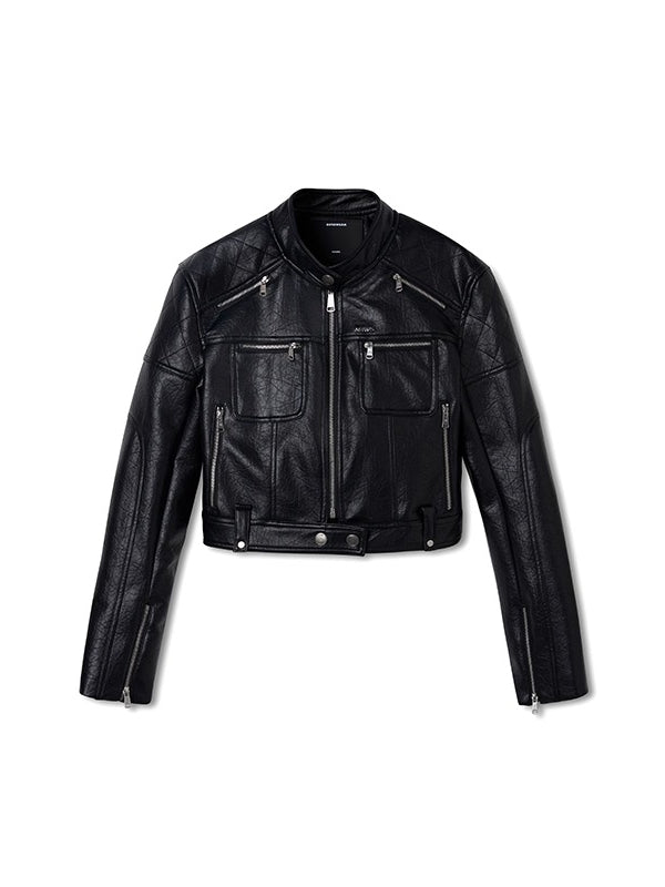 Black Retro Matte Leather Jacket