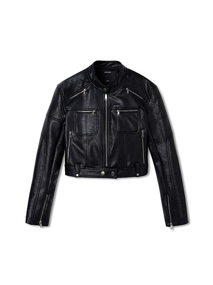 Black Retro Matte Leather Jacket