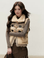 Vintage Toggle Plaid Faux Fur Vest