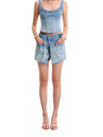 Layered Mammoth Denim Skirt