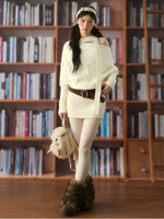 Cable Knit Off-Shoulder Sweater Dress