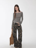 Garter Rhinestone Ruched Knit Top