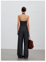 Gray Cropped Suit Set