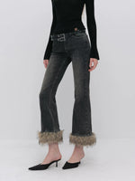 Vintage Washed Cotton Flare Jeans