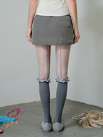 Two-Tone Drawstring Mini Skirt