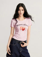 Strawberry Printed Lyocell T-Shirt