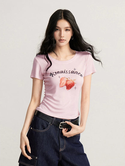 Strawberry Printed Lyocell T-Shirt