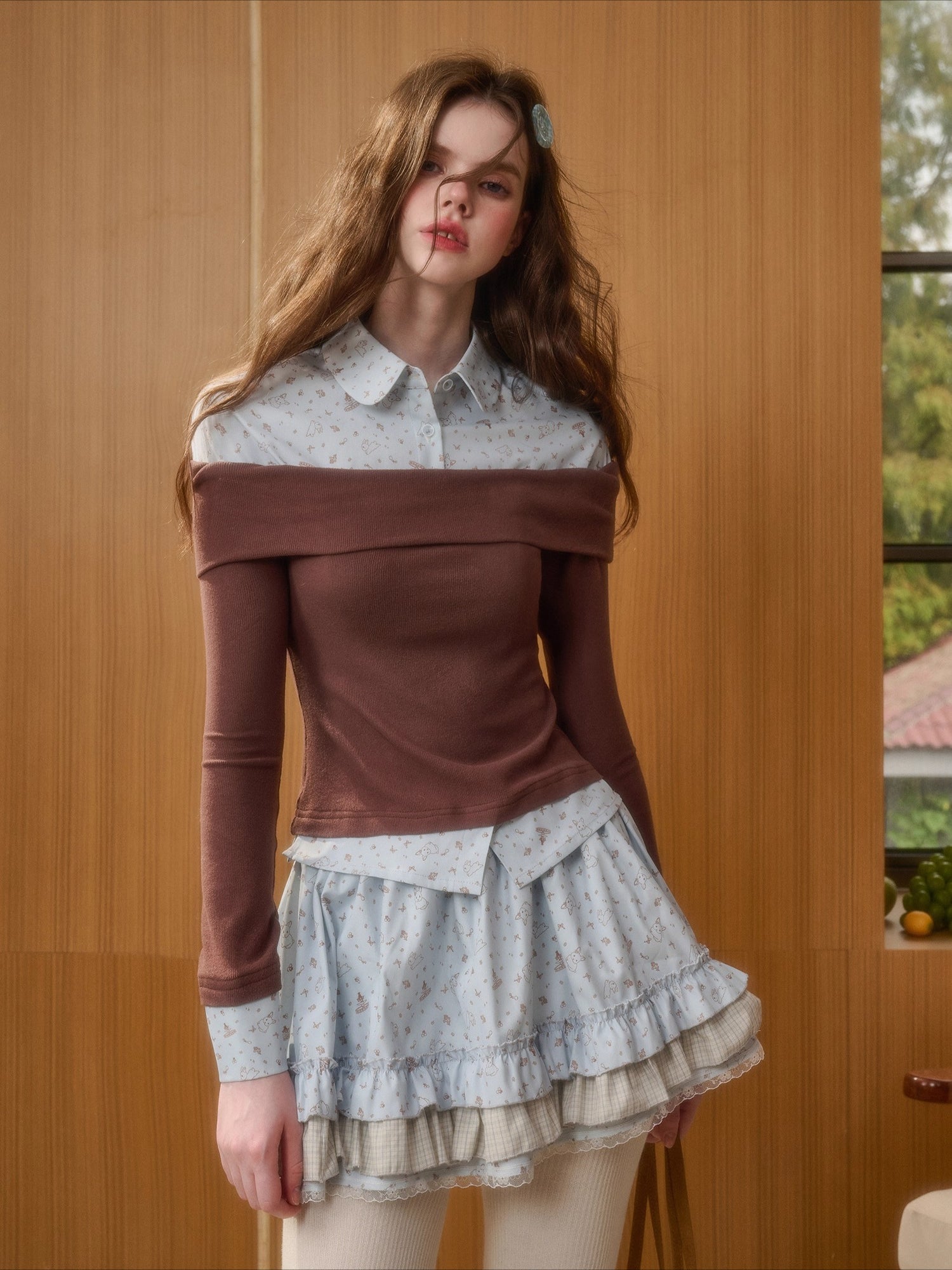 Rabbit Print Knit Two-Piece Set