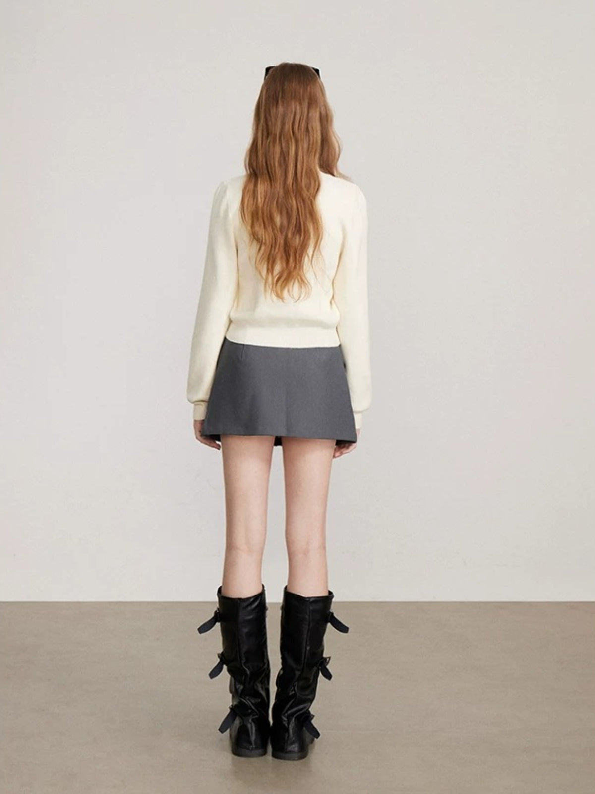 Ribbon Zip Collar Knit Cardigan
