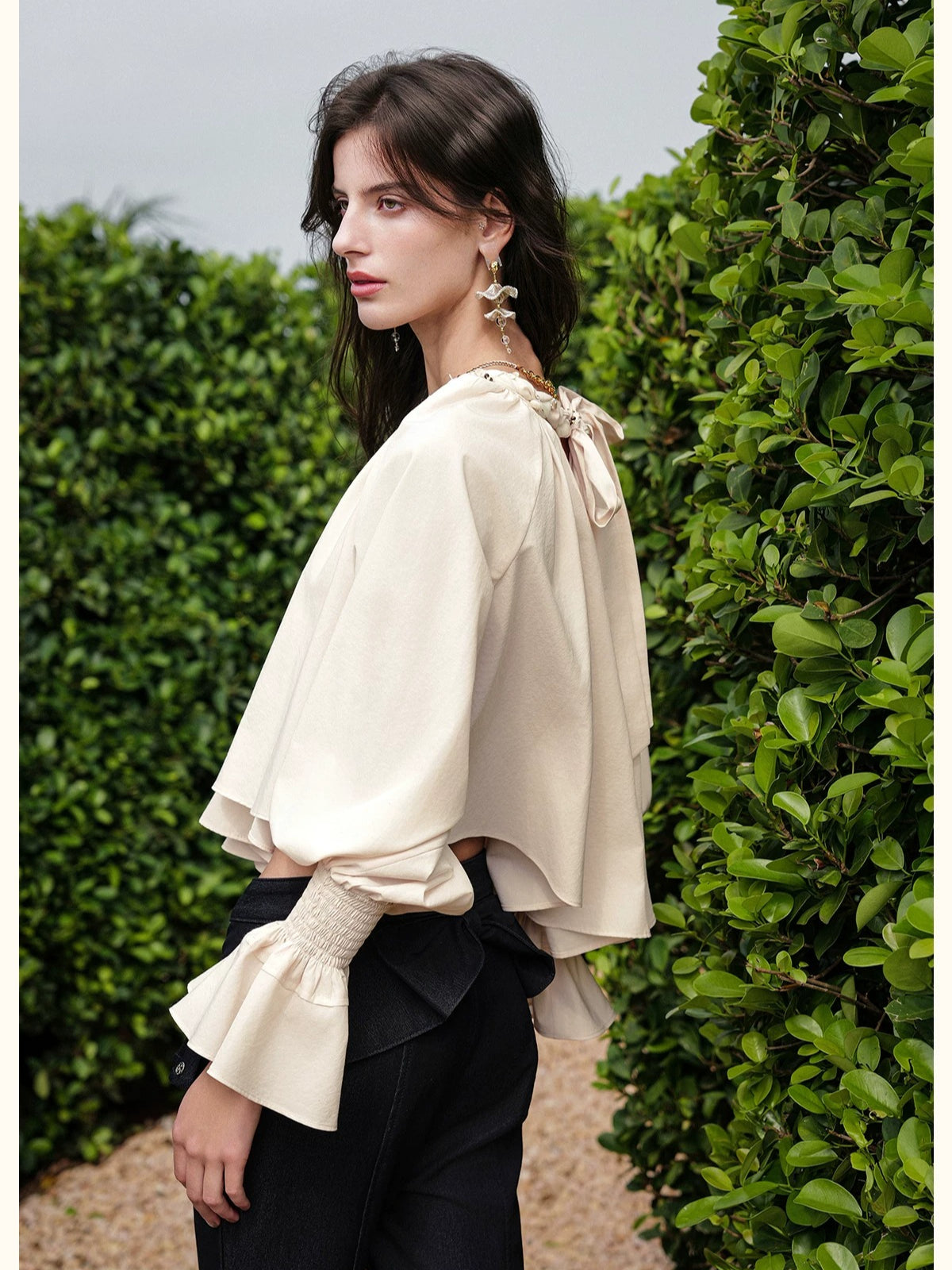 Rope Detail Flared Sleeve Blouse