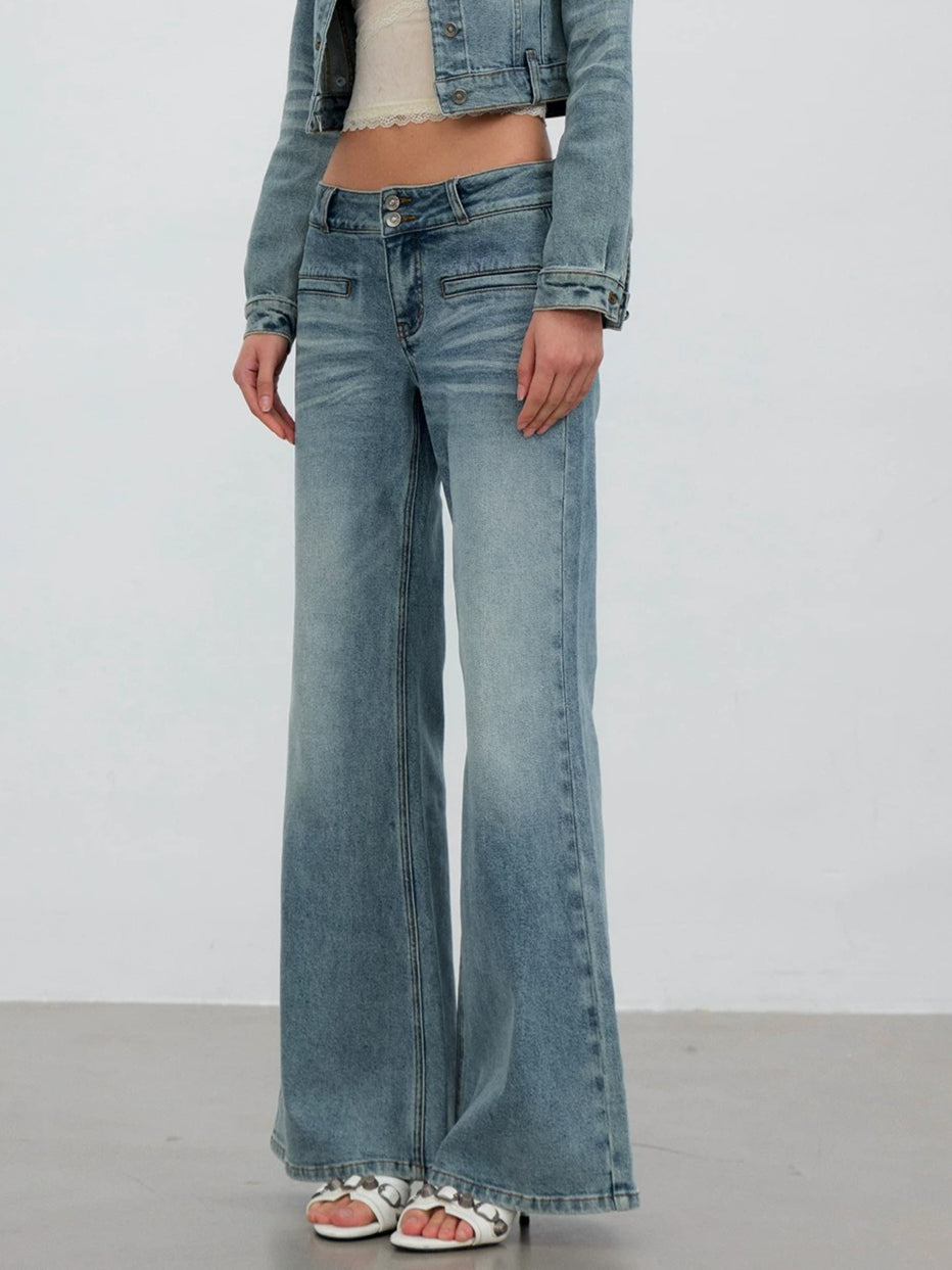 Double Button Flare Jeans