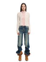 Alpaca Mohair Slim Fit Hollow-out Knit Top
