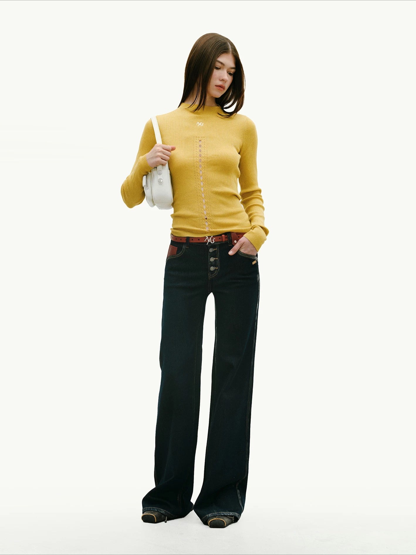 ＋5CM N4 Suede Straight Jeans