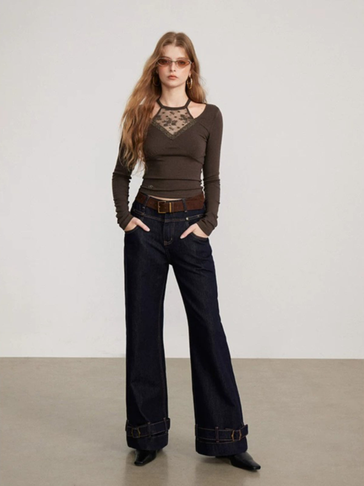 Lace Panel Hollow Base Top
