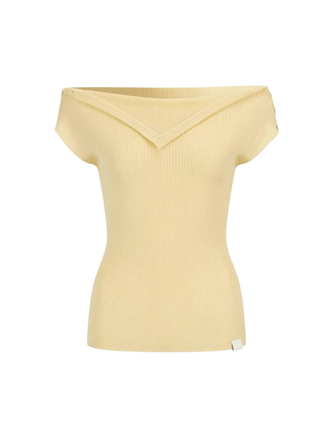 Layered Collar Off-Shoulder Knit Top