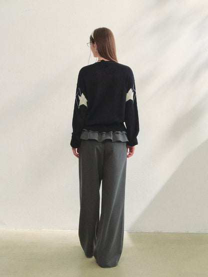 Single-breasted Star Argyle Knit Cardigan