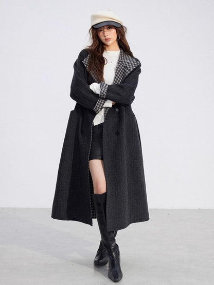 Plaid Shawl Wool Coat
