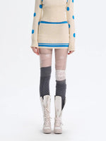 Beige Contrast Knit Skirt