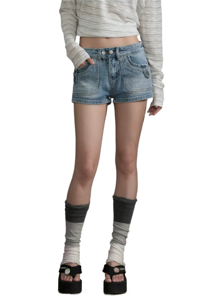 Washed Denim Shorts
