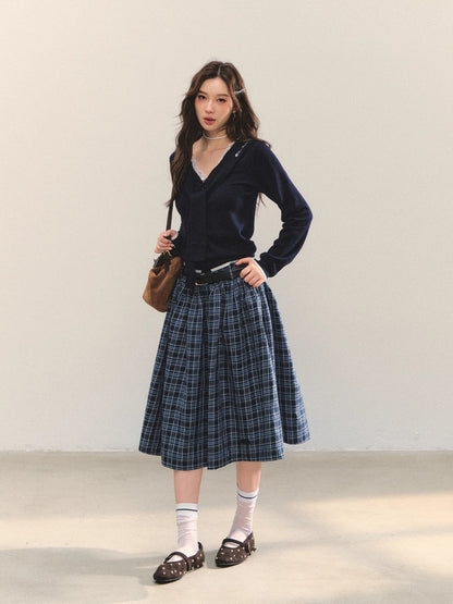 Lace-Trim Tie Knit Blouse