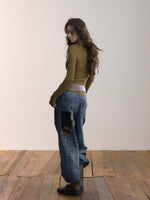 Ruched V-Neck Fitted Layering T-shirt